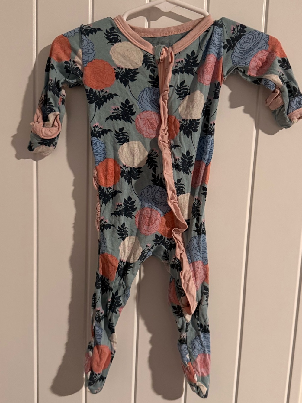 KicKee Pants Floral Bamboo Ruffle Footie – 3-6M
